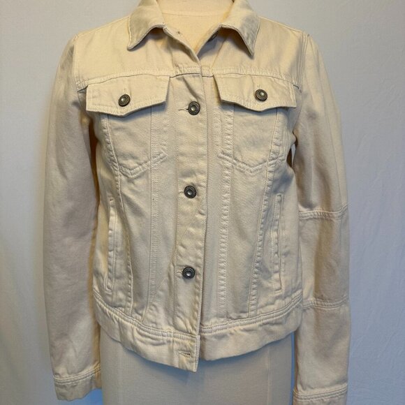 Free People We The Free Ivory Denim Jacket, Size Medium - Picture 4 of 10